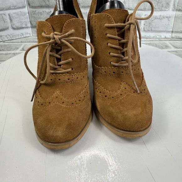 Steve Madden Omyra Women's Size 7.5 Brown Suede Oxford Block Heel Lace Up Bootie - Picture 7 of 12